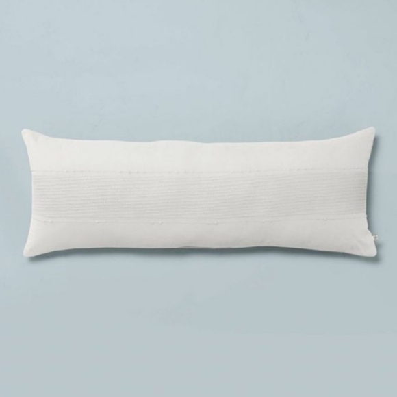 Hearth & Hearth Slub Center Stripe  Oversized Lumbar Oblong Bed Pillow - Picture 5 of 14